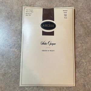 Axcess DeadStock Satin Opque pantyhose Medium Earth Style 3000 Sheer Toe NEW